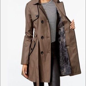 Betsey Johnson Fit and Flare Corset-Backed Trench coat